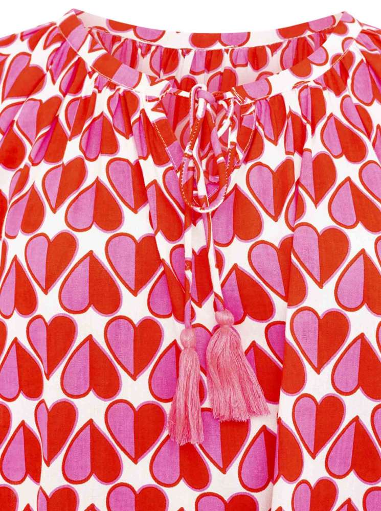 💕 Zwillingsherz Kurzarmbluse "Geteiltes Herz" Pink