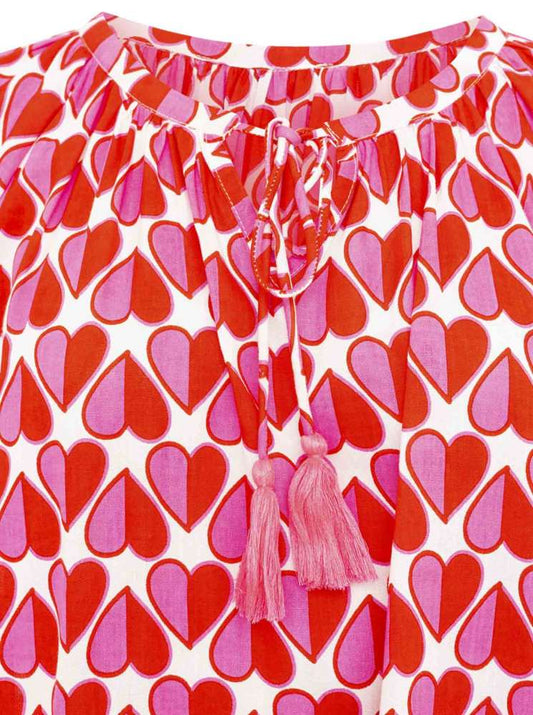 💕 Zwillingsherz Kurzarmbluse "Geteiltes Herz" Pink