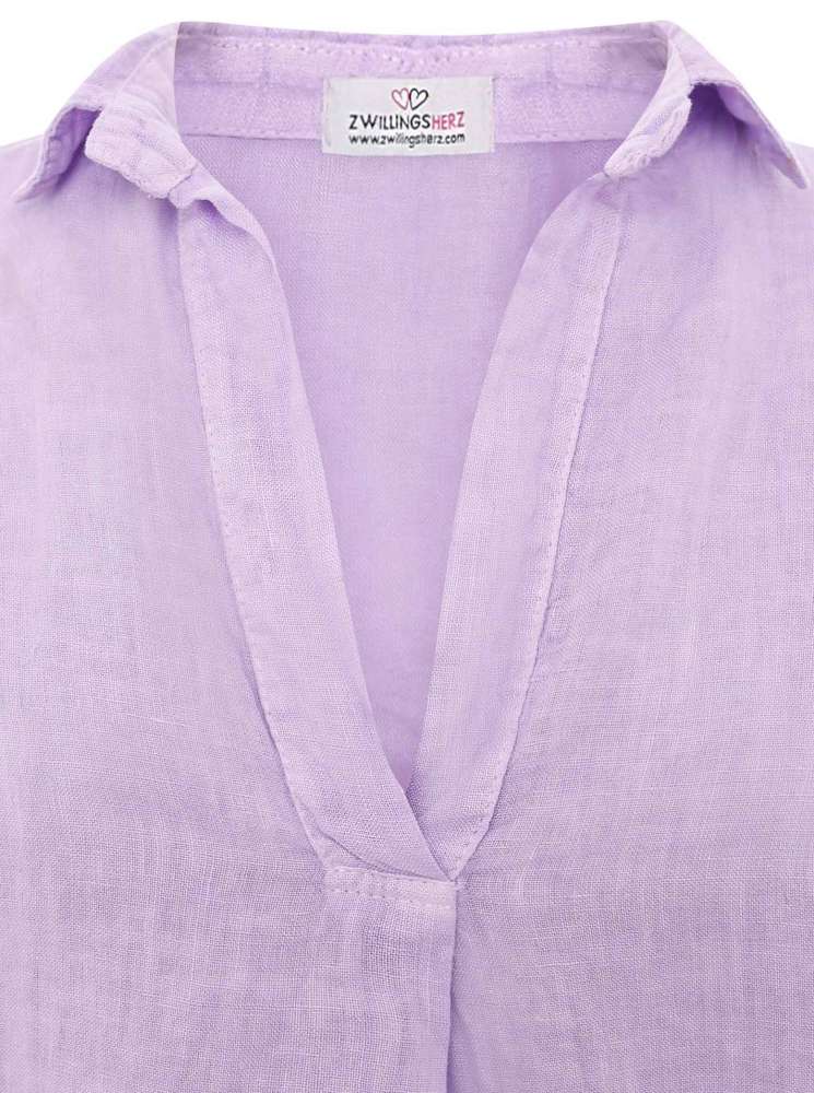 💕 Zwillingsherz Bluse "Kurz" Leinenbluse 100 % Leinen Flieder