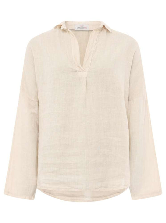 💕 Zwillingsherz Bluse "Kurz" Leinenbluse 100 % Leinen Beige