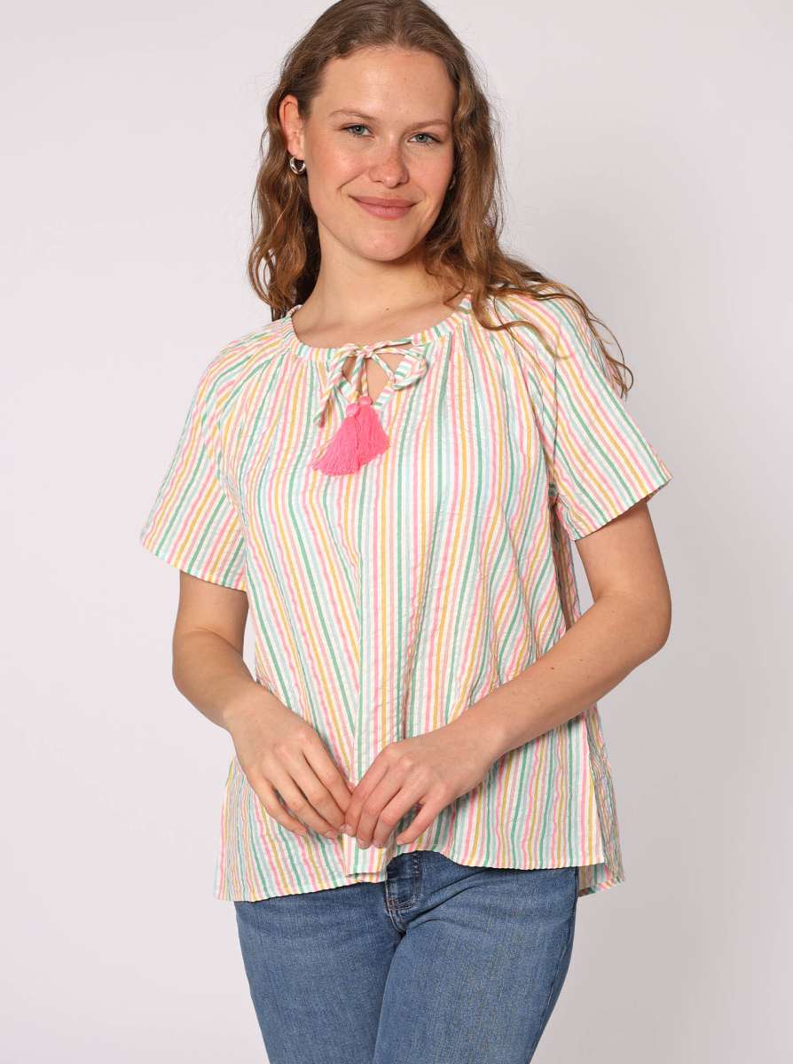 💕 Zwillingsherz Bluse "Kira" Kurzarm Baumwolle Multi