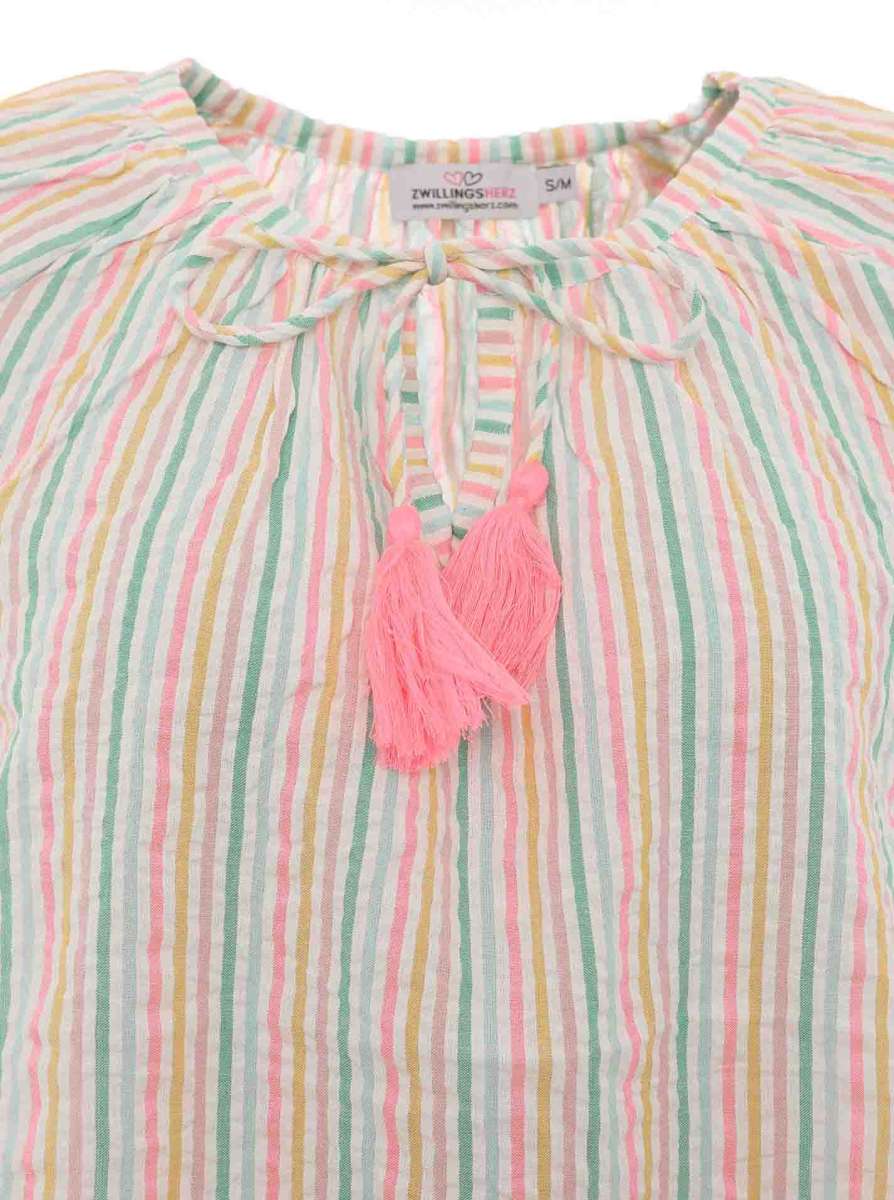 💕 Zwillingsherz Bluse "Kira" Kurzarm Baumwolle Multi