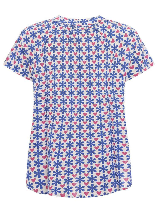 💕 Zwillingsherz Bluse "Milla" Kurzarm Viskose Blau