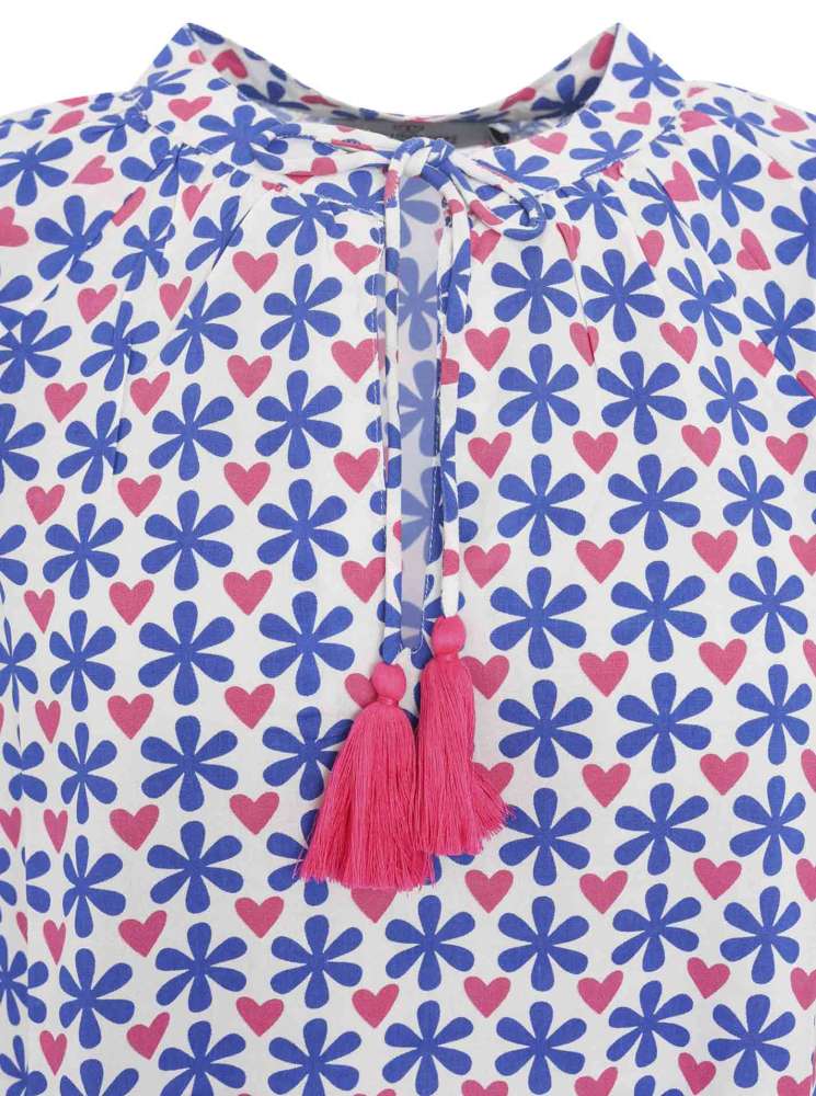💕 Zwillingsherz Bluse "Milla" Kurzarm Viskose Blau