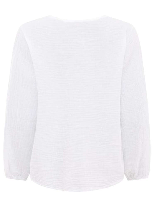 💕 Zwillingsherz Bluse Musselin "Schleife" Weiß