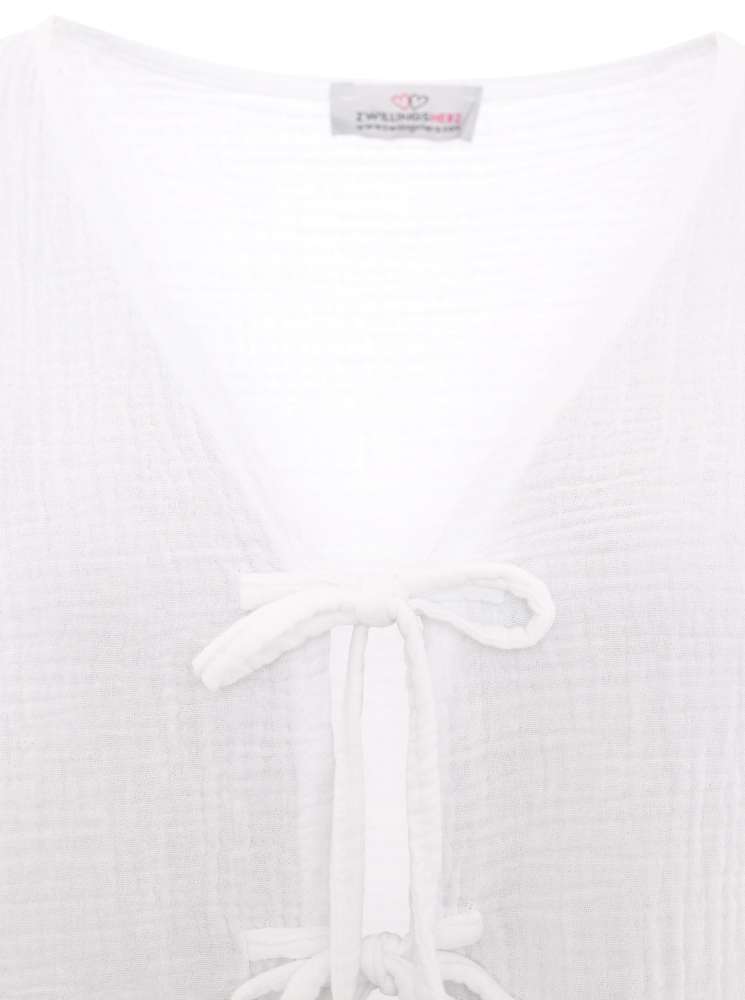 💕 Zwillingsherz Bluse Musselin "Schleife" Weiß