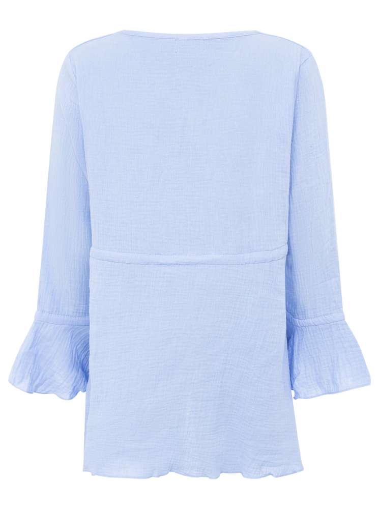 💕 Zwillingsherz Bluse Musselin "BoHo" Tunika Hellblau