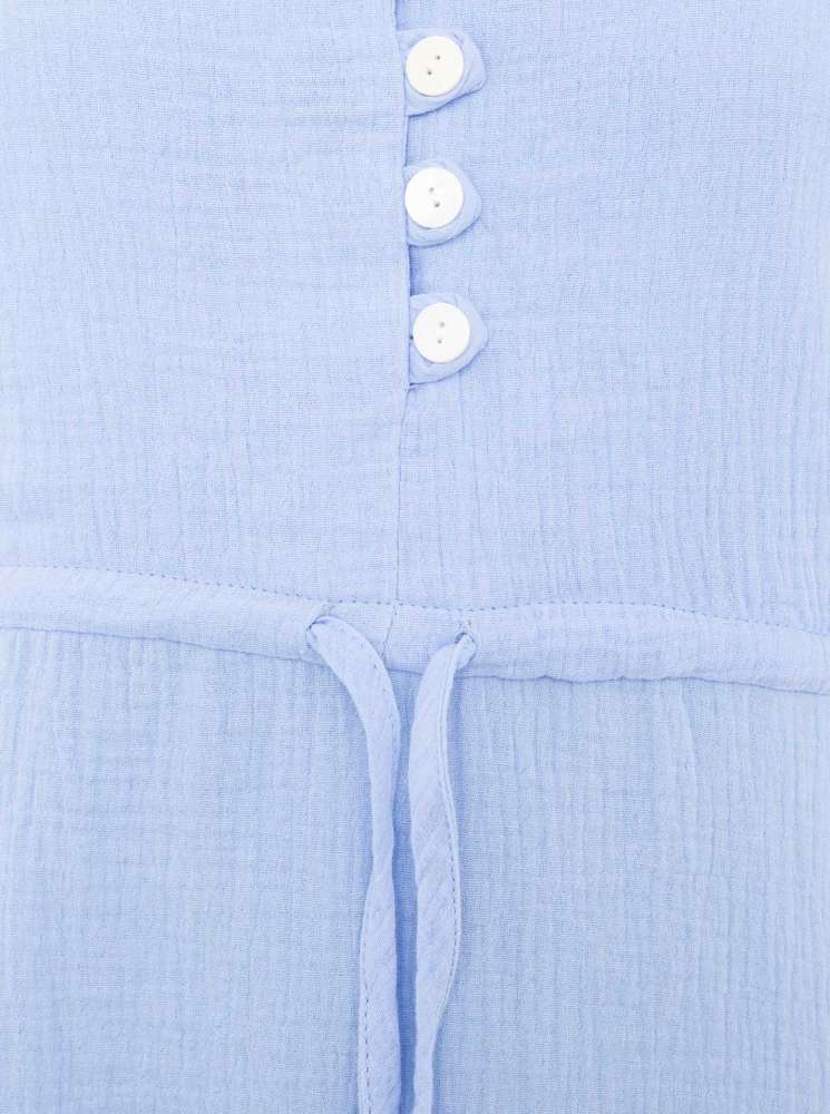 💕 Zwillingsherz Bluse Musselin "BoHo" Tunika Hellblau