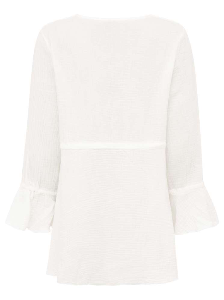 💕 Zwillingsherz Bluse Musselin "BoHo" Tunika Weiß