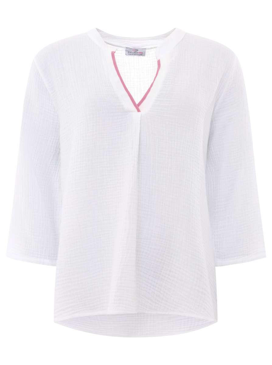 💕 Zwillingsherz Bluse "Neon Edge" 100 % Baumwolle Weiß