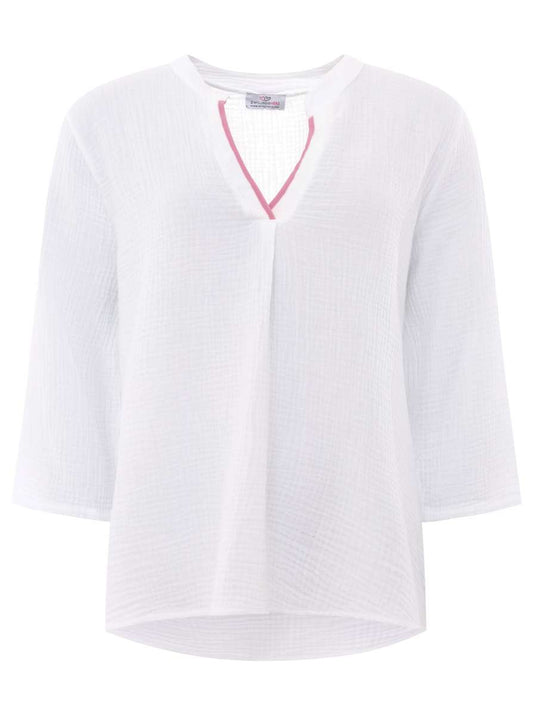 💕 Zwillingsherz Bluse "Neon Edge" 100 % Baumwolle Weiß