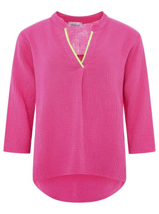 💕 Zwillingsherz Bluse "Neon Edge" 100 % Baumwolle Pink