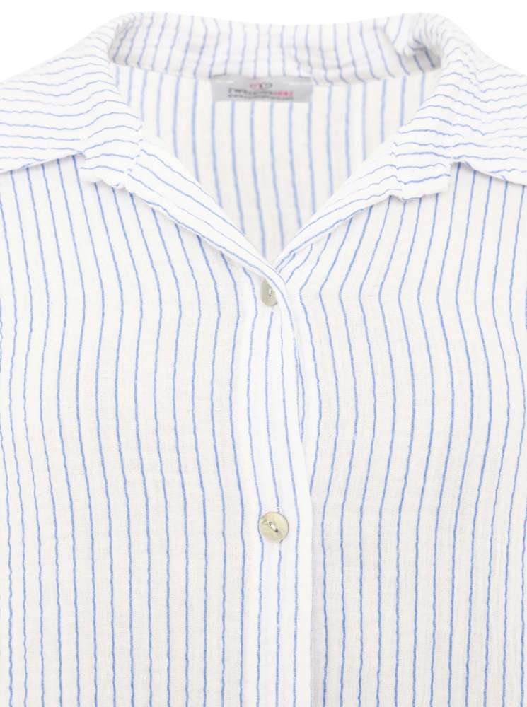 💕 Zwillingsherz Musselin Hemd "Schmale Streifen" Bluse Blau