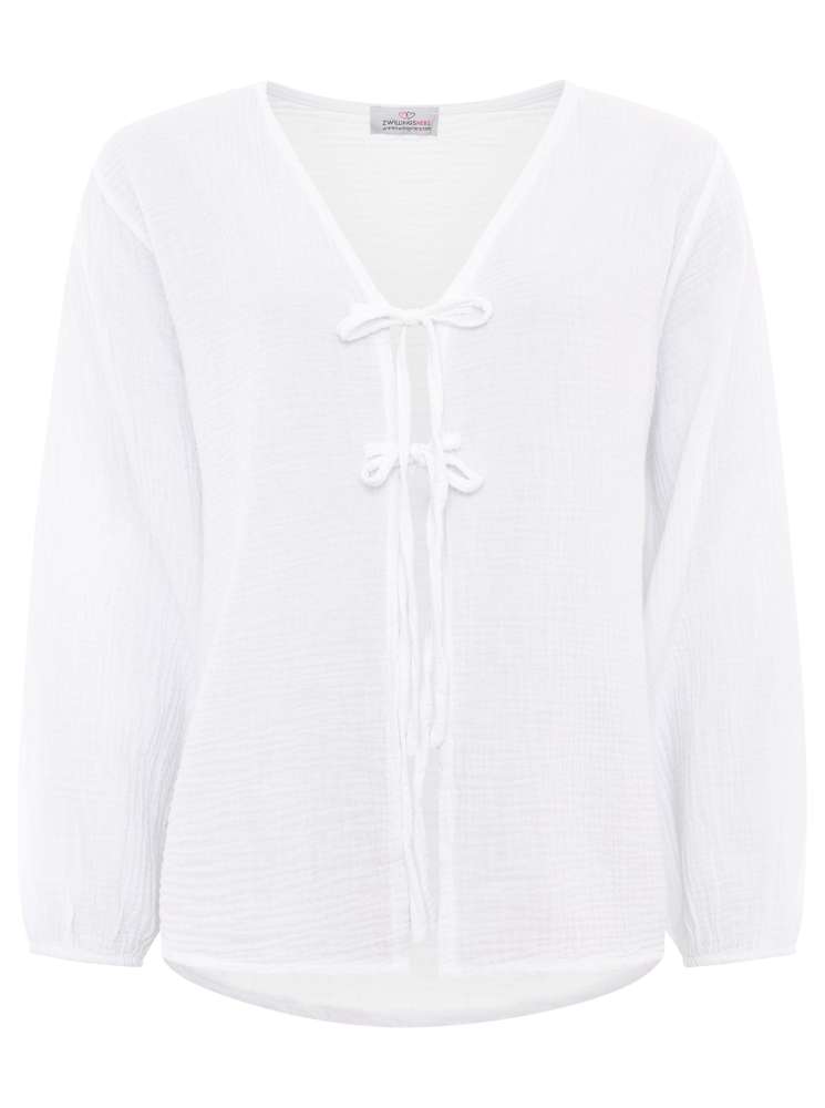 💕 Zwillingsherz Bluse Musselin "Schleife" Weiß