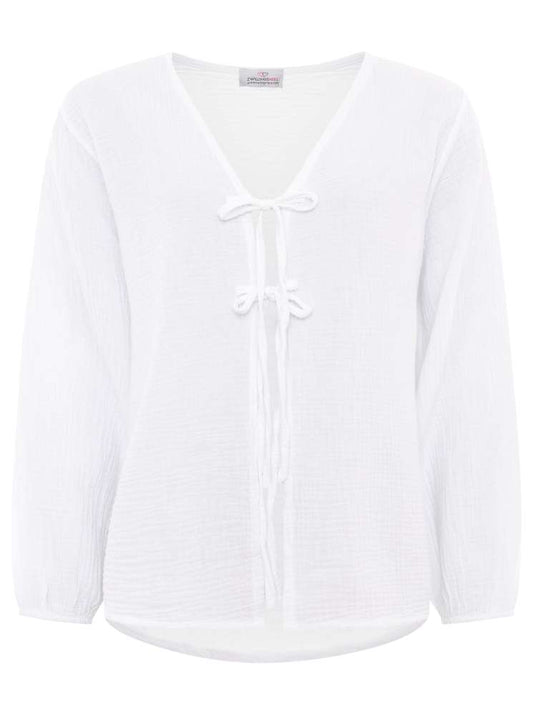 💕 Zwillingsherz Bluse Musselin "Schleife" Weiß