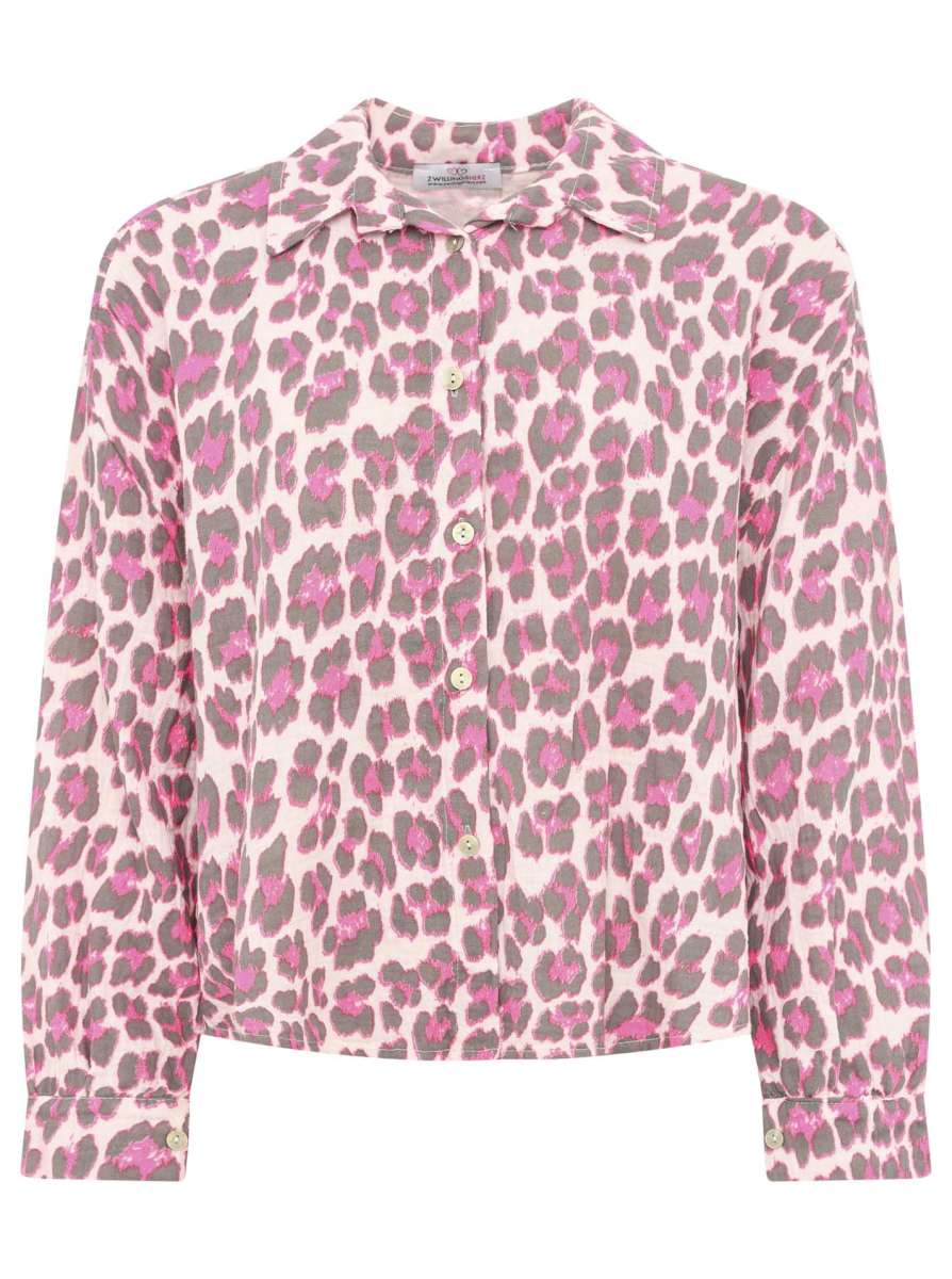 💕 Zwillingsherz Hemd Kurz "Leo" Musselin Grau Pink