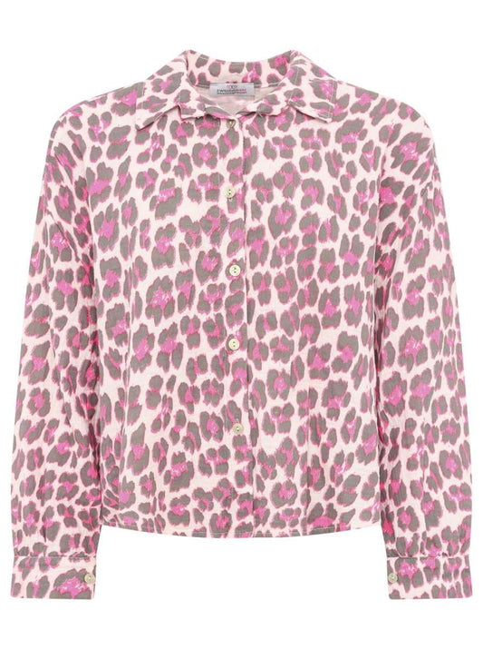 💕 Zwillingsherz Hemd Kurz "Leo" Musselin Grau Pink