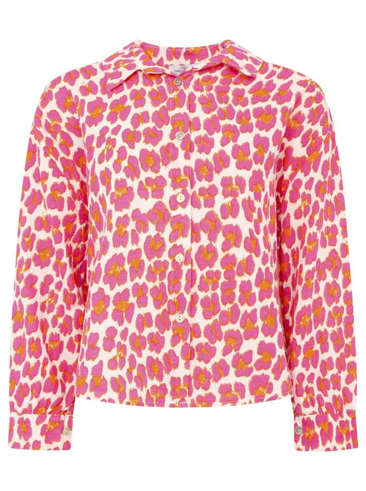 💕 Zwillingsherz Hemd Kurz "Leo" Musselin Pink Orange
