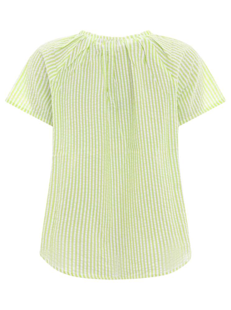 💕 Zwillingsherz Bluse "Neon Streifen" Kurzarm Baumwolle Hellgrün