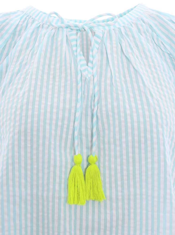 💕 Zwillingsherz Bluse "Neon Streifen" Kurzarm Baumwolle Mint