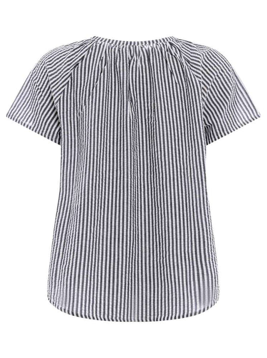 💕 Zwillingsherz Bluse "Neon Streifen" Kurzarm Baumwolle Navy
