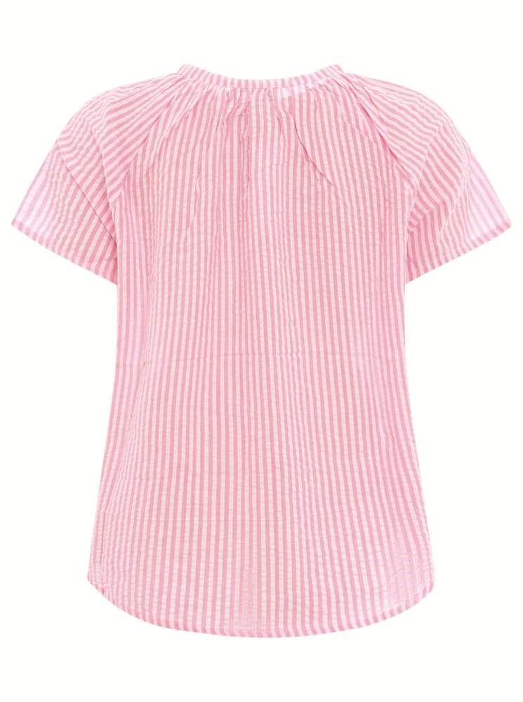 💕 Zwillingsherz Bluse "Neon Streifen" Kurzarm Baumwolle Pink