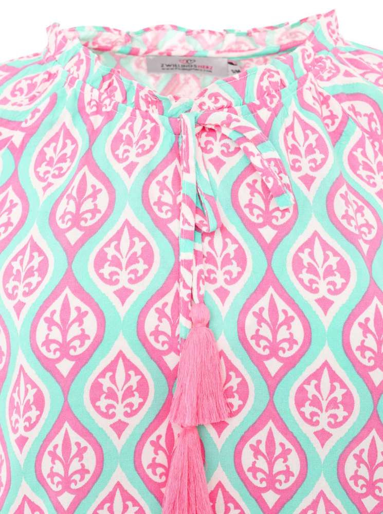 💕 Zwillingsherz Bluse "Ovale Ranken" 100 % Viskose Mittelpink