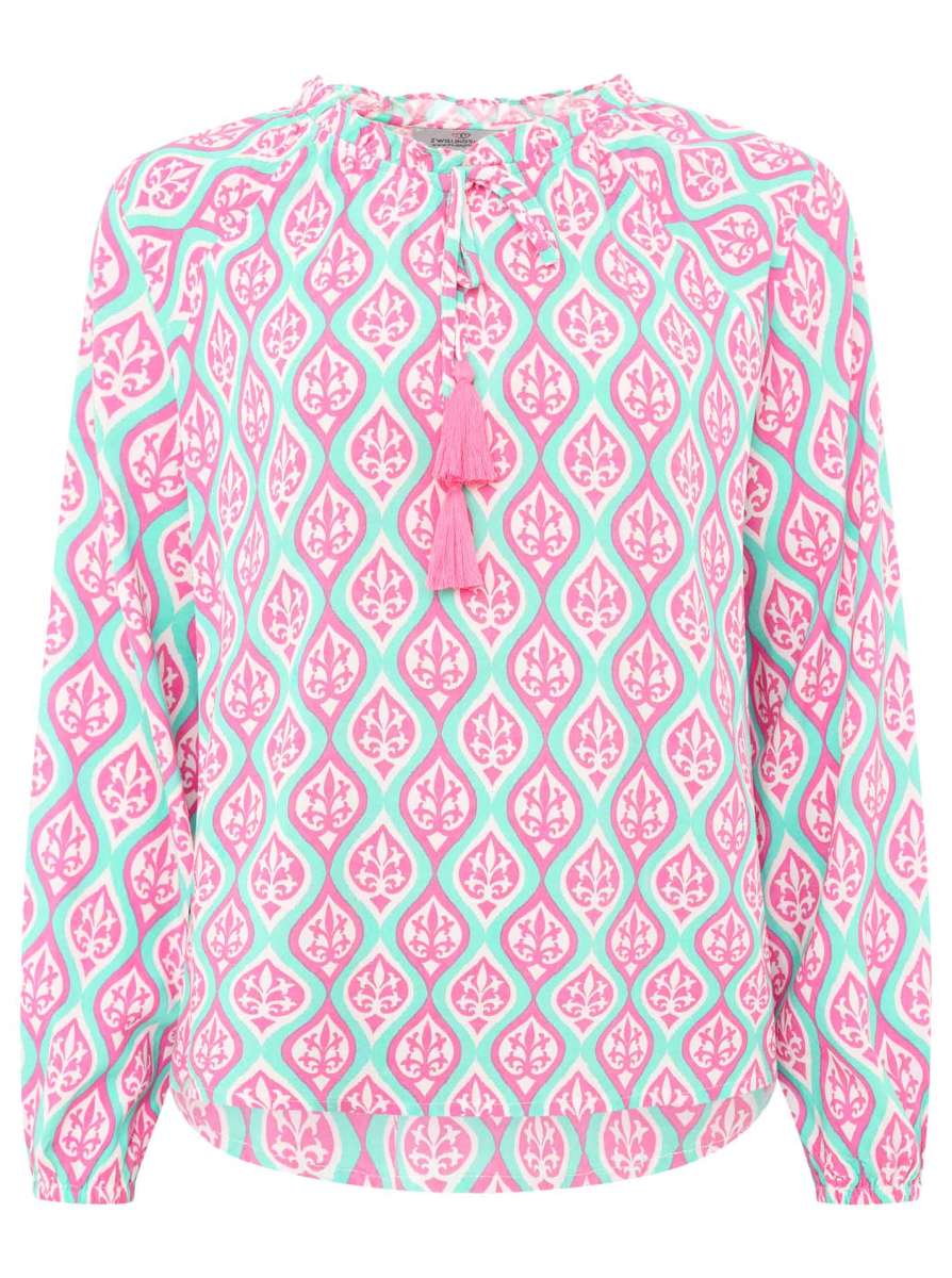 💕 Zwillingsherz Bluse "Ovale Ranken" 100 % Viskose Mittelpink
