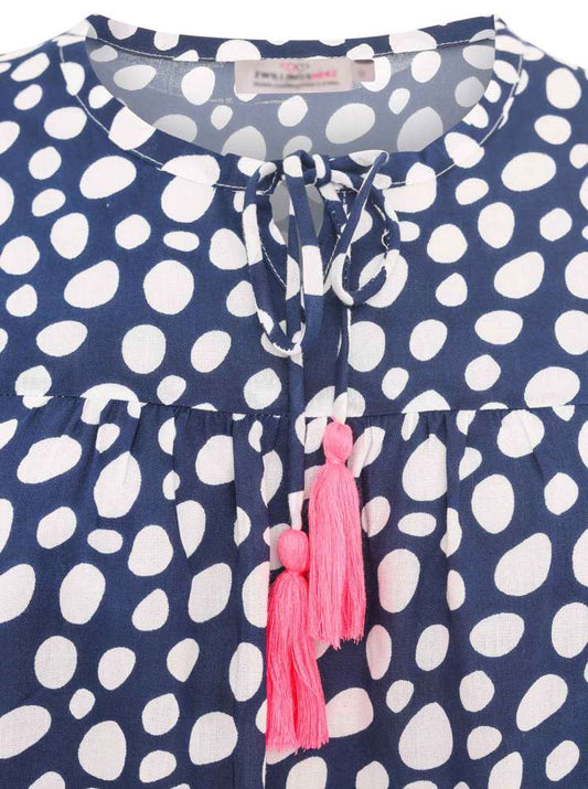 💕 Zwillingsherz Bluse "Punkte Classic" 100 % Viskose Marine