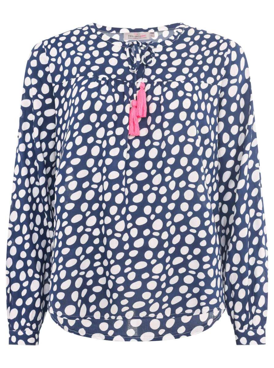 💕 Zwillingsherz Bluse "Punkte Classic" 100 % Viskose Marine