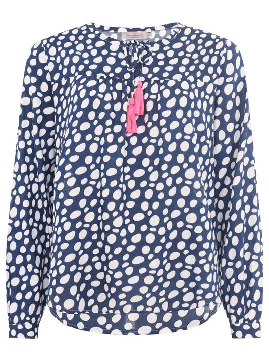 💕 Zwillingsherz Bluse "Punkte Classic" 100 % Viskose Marine
