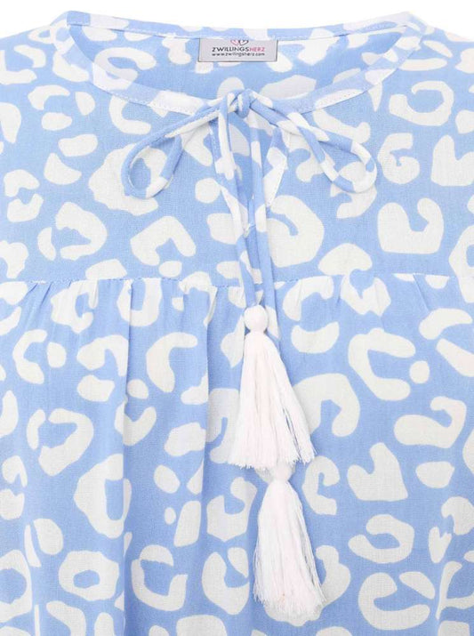 💕 Zwillingsherz Bluse "Soft Leo" 100 % Viskose Blau