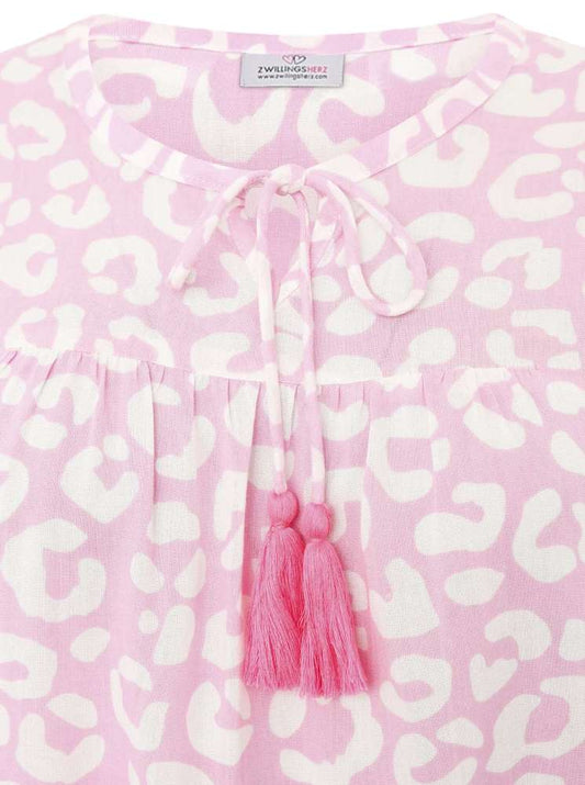 💕 Zwillingsherz Bluse "Soft Leo" 100 % Viskose Pink