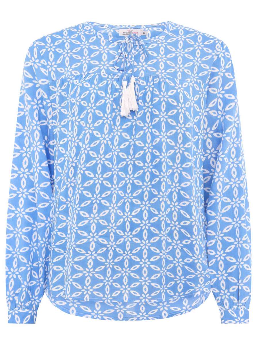 💕 Zwillingsherz Bluse "Stargazing" Viskose Mittelblau