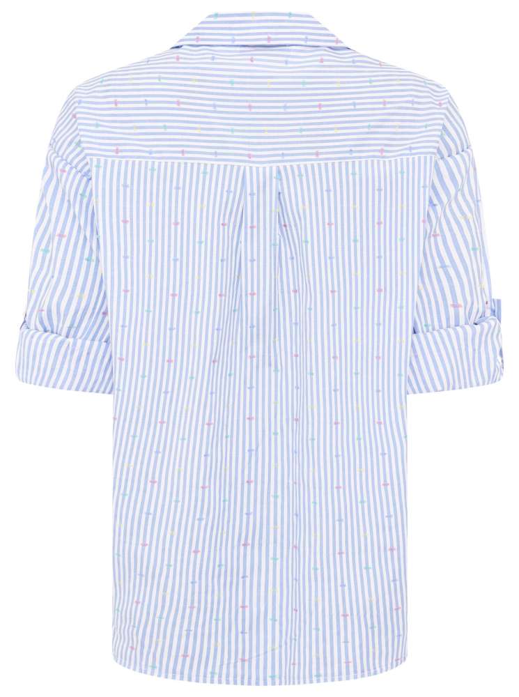 💕 Zwillingsherz Bluse "Streifen & Stickerei"  Baumwolle Blau