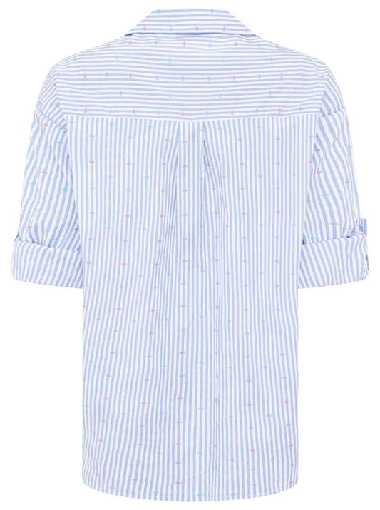 💕 Zwillingsherz Bluse "Streifen & Stickerei"  Baumwolle Blau