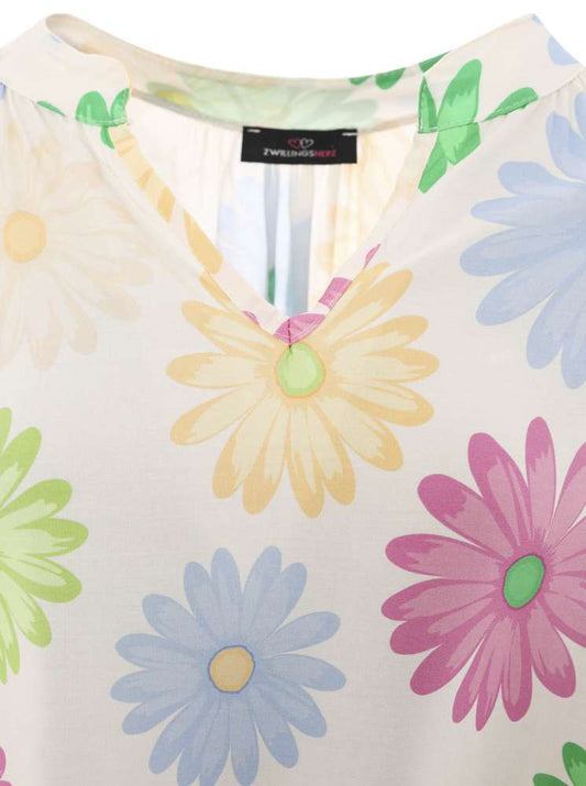 💕 Zwillingsherz Bluse One size "Große Blumen" Grün