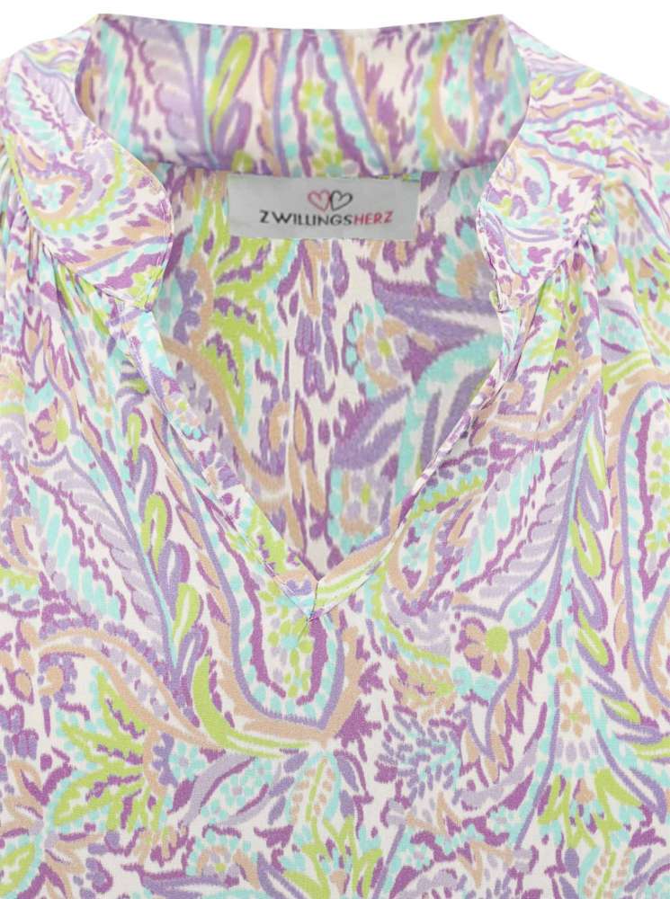 💕 Zwillingsherz Bluse One size "Blätter und Blüten" Flieder