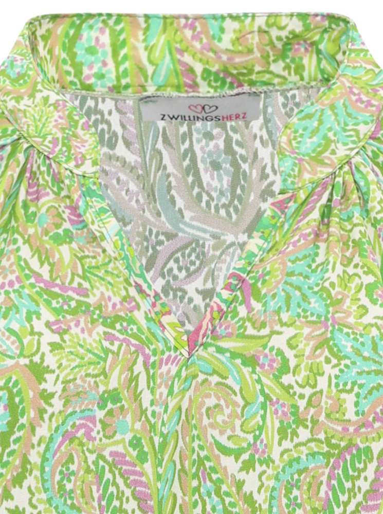 💕 Zwillingsherz Bluse One size "Blätter und Blüten" Grün