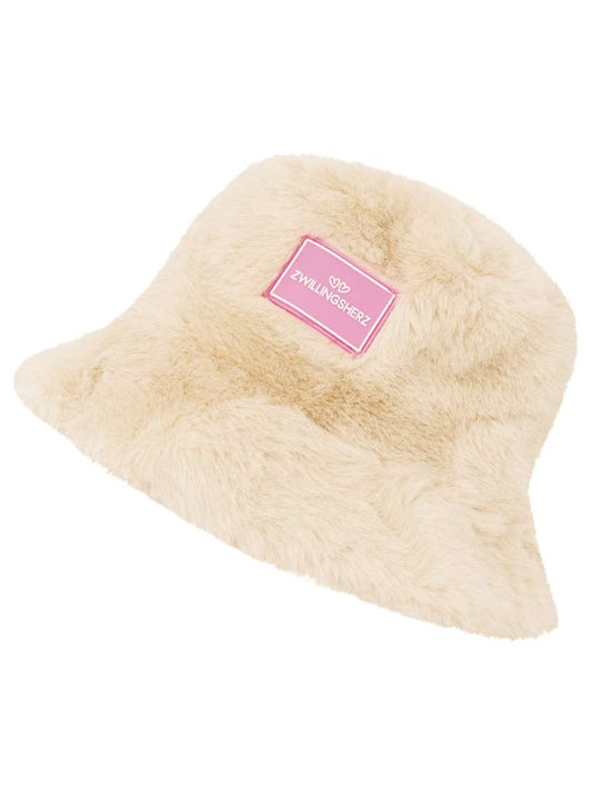 💕 Zwillingsherz Bucket Hat "Plüsch" Hut Beige