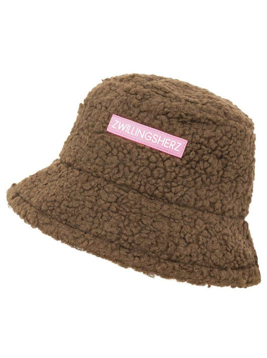💕 Zwillingsherz Bucket Hat "Teddy & Patch" Hut Braun
