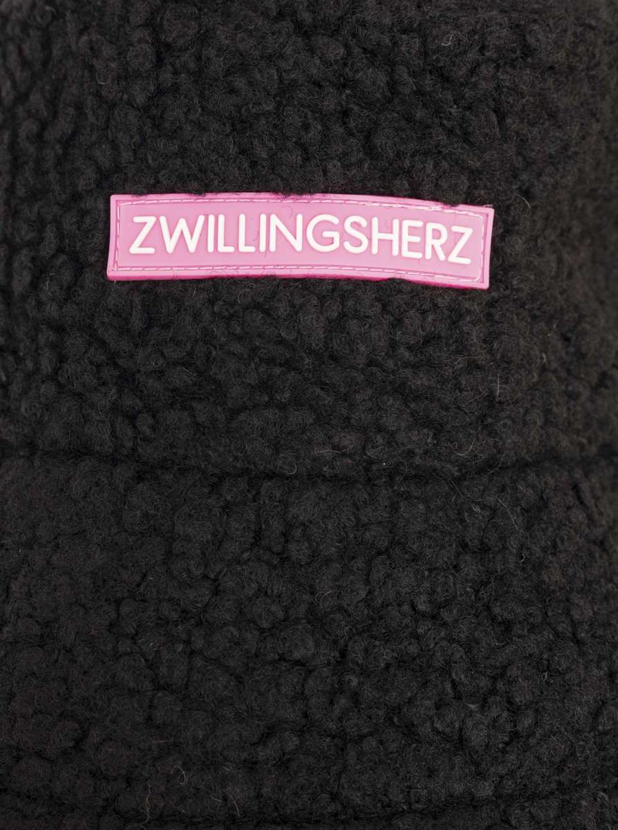 💕 Zwillingsherz Bucket Hat "Teddy & Patch" Hut Schwarz