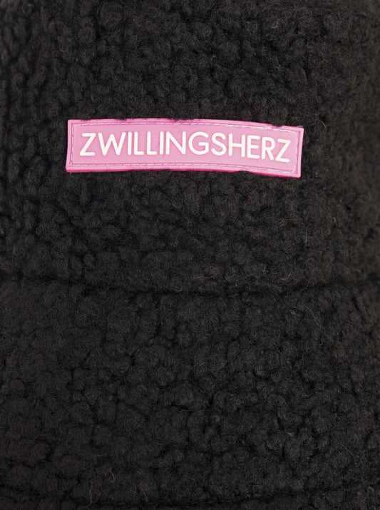 💕 Zwillingsherz Bucket Hat "Teddy & Patch" Hut Schwarz