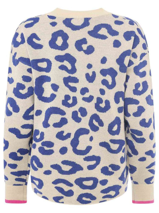 💕Zwillingsherz Strickjacke "Happy Leo" Oversized Cardigan Baumwolle Blau