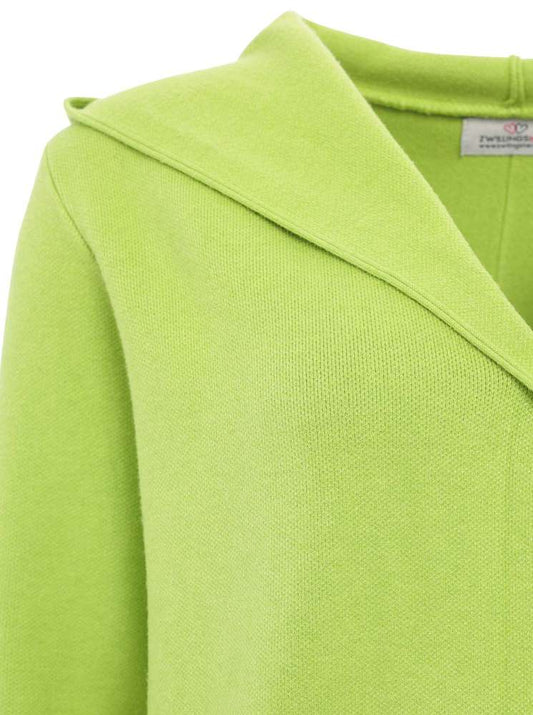 💕 Zwillingsherz Strickjacke "Janina Basic" Strickmantel offen Apfelgrün