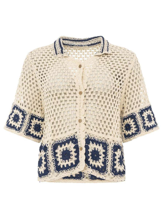 💕 Zwillingsherz Gehäkelte Bluse "Mykonos" Beige