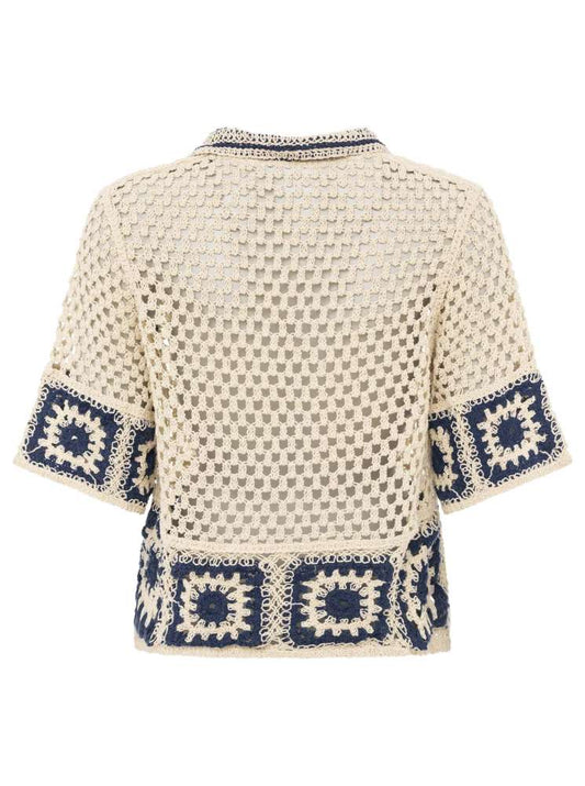 💕 Zwillingsherz Gehäkelte Bluse "Mykonos" Beige