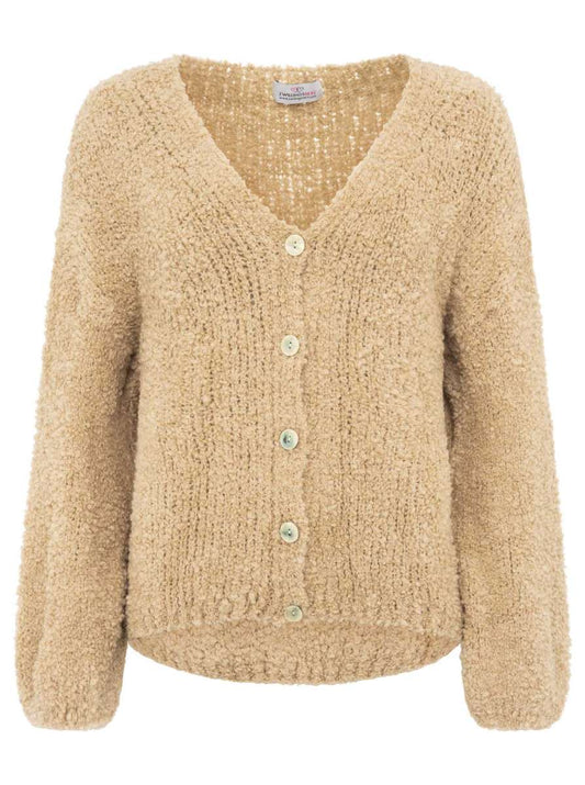 💕 Zwillingsherz Kuschel Cardigan "Plüsch" Strickjacke Wolle Hellbraun
