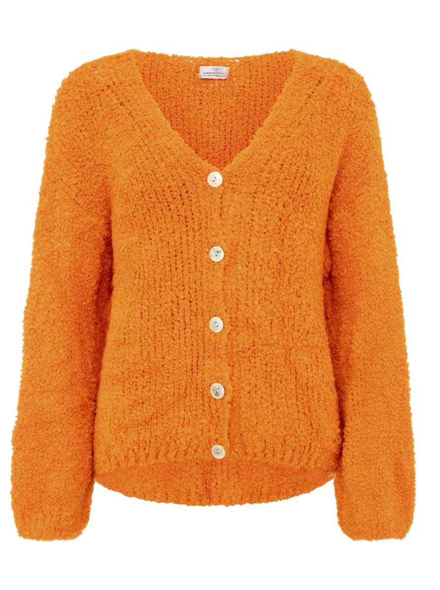 💕 Zwillingsherz Kuschel Cardigan "Plüsch" Strickjacke Wolle Orange