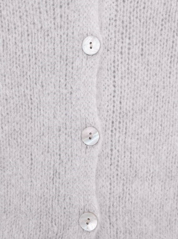 💕 Zwillingsherz Strickjacke kurz "Uni" Wolle Grau